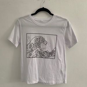 ocean wave white t shirt
